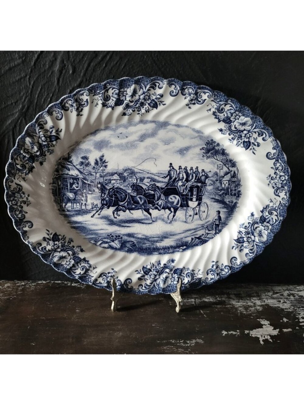 Johnson Bros Coaching Scenes Ironstone 14" Passing Through Oval Serving Platter